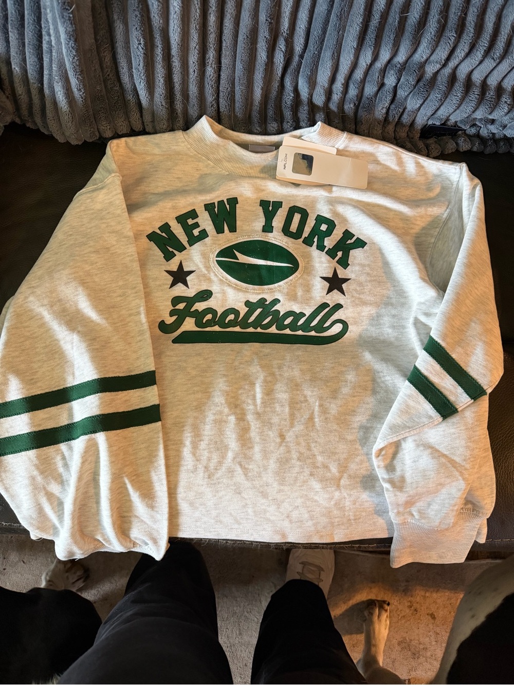 NFL New York Football Crewneck Sweatshirt - Gray and Green
